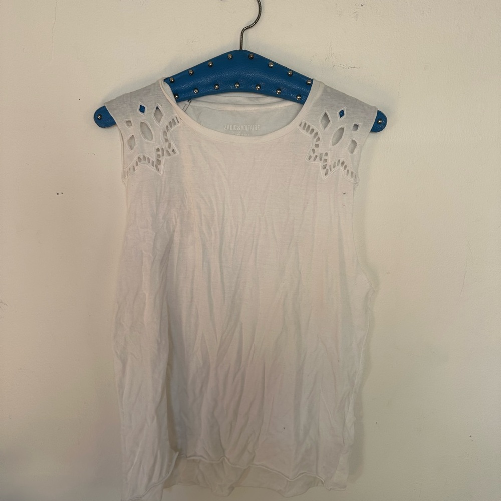 Zadig & Voltaire White Eyelet Tank Top